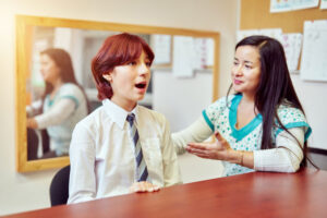 teen boy in speech therapy