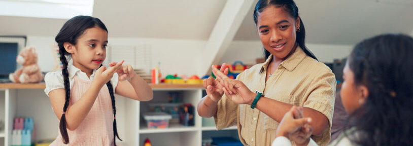 family practicing speech therapy together