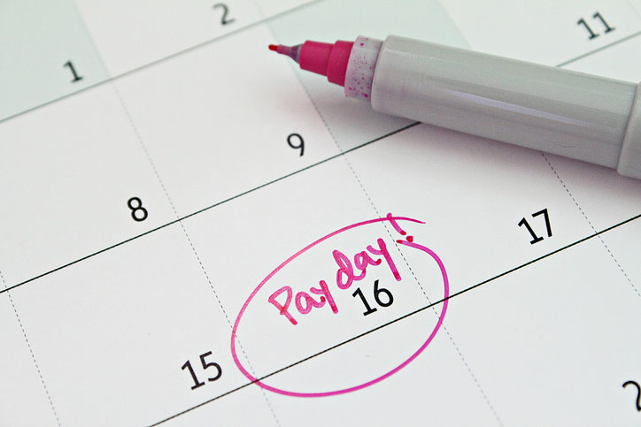 payday marked on the calendar
